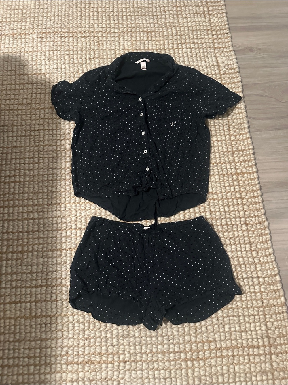 Victoria's Secret Black Polka Dot Pajama Set